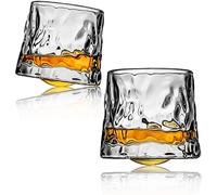 Webao Lot de 2 verres à whisky à l'ancienne - 160 ml - Verre à whisky en cristal soufflé à la main - Sans plomb - Pour scotch, bourbon, cognac et cocktails - Cadeau pour homme - Vague