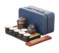 Webao Service à thé en porcelaine chinoise avec 6 tasses en céramique, petite théière avec passoire intégrée pour thé en vrac, noir élégant