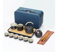 Webao Théière avec infuseur en porcelaine, théière de voyage chinois et 6 tasses, poignée en corde de chanvre, service à thé pour thé en vrac, cadeau pour les amateurs de thé, noir