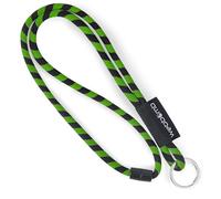 webbomb Cordon tubulaire bicolore - Rond doux et long avec fermeture de sécurité et anneau porte-clés comme porte-clés pour carte d'identité, téléphone portable, vert/noir, L