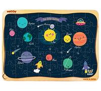Webby Outer Space Solar System Wooden Jigsaw Puzzle | 40 Pieces | Educational Puzzle for 3-6 Years | Enhances Problem Solving & Matching Skills | Includes Wooden Tray for Easy Storage