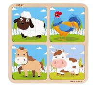 Webby pour Enfants Puzzles en Bois 4-en-1 | Jeu éducatif pour Les 2 Ans et + | Développer la mémoire, Les Formes et Les Couleurs | Fabriqué en Bois écologique | Jouet sûr pour Apprendre et s’Amuser