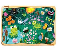 Webby Puzzle en Bois 40 Pièces | Thème : Insectes Rigolos | pour Enfants 3-6 Ans | Développe Concentration & Résolution de Problèmes | avec Plateau de Rangement