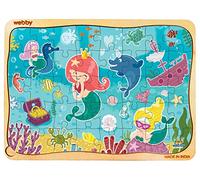 Webby Puzzle en Bois 40 Pièces | Thème : Sirène Mignonne | pour Enfants 3-6 Ans | Développe Concentration & Résolution de Problèmes | avec Plateau de Rangement