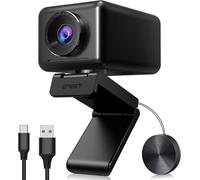 Webcam 1080P-Jupiter AI Gesichtserkennung Webcam,Full HD Webcam mit Lautsprecher,96° Sichtfeld,Webcam mit Lichtkorrektur,Plug & Play,for Win10,Mac OS X,Linux,Skype,zum Konferenz