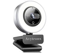 Webcam 2K pour PC avec microphone et lumière intégrée, caméra d'ordinateur USB pour PC/ordinateur portable/Mac/moniteur, webcam en streaming avec cache de confidentialité pour zoom/Skype/équipes