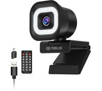 Webcam 4K avec Anneau Lumineux,télécommande,Autofocus PDAF,12 Millions de Pixels,Double Micro intégré,Zoom numérique 5X,Webcam