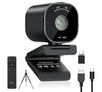 Webcam 4K, caméra USB avec 4 microphones antibruit, webcam 4K pour PC/Mac, caméra de diffusion de champ de vision de 50 ° à 92 °, OSD et cache de confidentialité intégré, webcam grand angle Plug