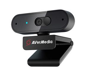 Webcam AVerMedia PW310P, cache de webcam, chat vidéo et enregistrement 1080p / 30fps, Plug and play, microphones, stream, mise au point automatique, fonctionne avec Skype, Zoom, Team