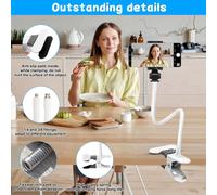 Webcam Mount,1/4 Inch Thread Adjustable Gooseneck Mount with 2pcs 3/8 Inch Thread,Desktop Webcam Stand for DSLRs,Webcams,Portable Cameras