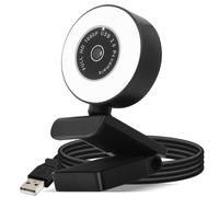 Webcam Ring Light USB 1080p Full HD Anneau Lumineux Microphone Antibruit Noir