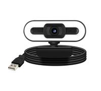 Webcam USB 1080P HD Grand Angle Éclairage LED Microphone Rotative Noir
