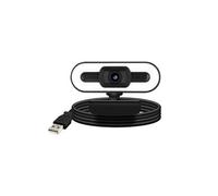 Webcam USB 1080P HD Grand Angle Éclairage LED Microphone Rotative Noir