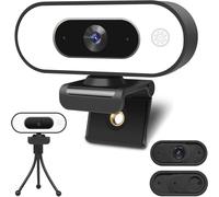 Webcam With Ring Light Microphone - Streaming Web Camera, Full Hd 1080P Professional Camera For Pc, Mac, Laptop, Desktop, Skype, Twitch Teams