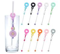 WEBEEDY 10 Couleurs Charmant Pendentif de Tasse à Perles Idéal pour les Pailles Standard les Gobelets et les Bouteilles D'Eau. Parfait pour Décorer de Manière DIY