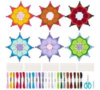 WEBEEDY 10 Ensembles Enroulement Fil DIY Tissage Craft Kit, Comprend 24 fil de Couleurs pour le Tricot au Crochet, Bâtons en Bois avec Instructions pour Adultes Débutants Artisanat Décoration