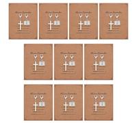 WEBEEDY 10 Ensembles Mini Bible Livre et Croix Charms à Clip avec Cartes, Cadeau Religieux Charms Croix Bible pour Création Bijoux Bracelet Collier Charmes Sac à Dos