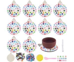 WEBEEDY 10 Kits de Décoration de Noël pour Arbre de Noël en Mosaïque DIY Mosaïque Carreaux Kits d'artisanat pour adultes Débutants Créativité Noëlboules Ornements à suspendre au mur avec bases en bois