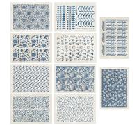 WEBEEDY 10 Pcs Décalcomanies de Transferts sous Glaçure Décalcomanies en Céramique De Fleur Bleue Feuilles De Papier de Transfert d'argile en Céramique pour Décalcomanie d'émail de Glaçure de Poterie