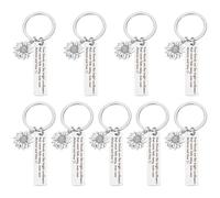 WEBEEDY 10 Pièce Porte-Clés D'Amitié Cadeau Tournesol Bijoux Longue Distance Meilleur Ami Porte-Clés avec Mots Inspirants pour Femme Clé de Voiture Cadeaux de Noël Portefeuille Sac à Dos Décor