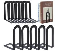WEBEEDY 12 Cale Livres Noir Petits Supports Modernes en Fer pour Étagères, Séparateur Décoratif pour Maintenir Livres Lourds, Organisateur Bibliothèque 14.2x5.7cm
