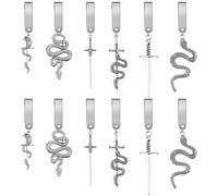 WEBEEDY 12 Ensemble 6 Styles de Breloques en Alliage pour Chaussures Décoration de Chaussures Style Gothique avec Pendentifs de Chaussures Epée Serpent, Clips en Acier Inoxydable, Anneaux Ouverts