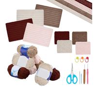 WEBEEDY 12 Ensemble de Sous Verres au Crochet pour Débutants Kit de Tricot pour Napperons au Crochet avec Fil Crochets Instruction Étape Par Étape Adultes Tricot de Noël Facile à Apprendre