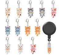 WEBEEDY 12 Pièce de Breloque de Bobine de Badge 6 Couleurs Chat Porte-Badge Breloques pour Carte D'Identité Nom Étiquette Porte-Badge Badge Copain Bureau École Fournitures de Remise des Diplômes