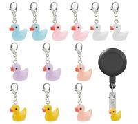 WEBEEDY 12 Pièce de Breloque de Bobine de Badge pour Étudiant Infirmière et Enseignant Joli Mini Porte-Badge en Forme de Canard Porte-Badge Fournitures Scolaires et de Bureau pour Remise de Diplôme
