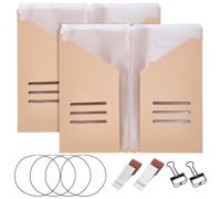 WEBEEDY 12 pièces Kit D'Accessoires pour Travelers Notebook de 2 ensemble de Porte Passeport avec Pochette Transparente Dossier de Voyage Pen Holder Pinces à Reliure et Sangles Élastiques