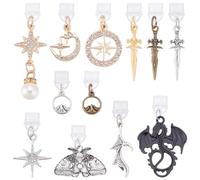 WEBEEDY 12 Styles Bouchons de Poussière Type C Bouchons de Poussière Mobile avec Pendentifs Lune Etoiles Soleil Chauve-Souris Dragon Charms Phone Charging Port Protector Cadeau de Pâques