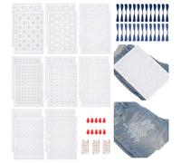 WEBEEDY 144 PCS Motifs de Broderie Sashiko 8 Styles Pochoirs de Transfert de Broderie Soluble dans L'Eau Réutilisables Motifs Géométriques Stabilisateurs pour la Couture à la Main (210x297mm)