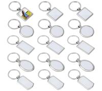 WEBEEDY 15 porte Clés Vierge de Sublimation en Métal avec Anneaux Porte Clés Accessoire de Porte Clés Personnalisé à Transfert Thermique Pendentif de Sublimation DIY Cadeaux D'Anniversaire 5 formes