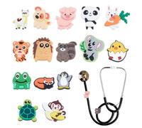 WEBEEDY 15 Styles Stéthoscope Charms Animaux Mignons Breloque de Stéthoscope Drôle Personnalisé Décorations pour Médecins Infirmières Travailleurs Cadeau de Diplôme