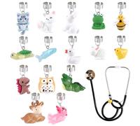 WEBEEDY 16 Styles Animaux Charms pour Stethoscope pour Infirmières, Pendentifs Personnalisés pour Stethoscope avec Chat, Tortue et Lapin, Accessoires, Décoration de Noël, Cadeau