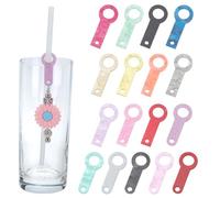 WEBEEDY 17 Couleurs Pailles en Acrylique Colorées avec Breloques pour Pailles Breloques Vierges Pailles Breloques en Vrac Compatibles avec Embouts de Pailles Breloques pour Bouteilles Eau