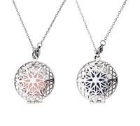 WEBEEDY 2 Colliers Diffuseur d'Huiles Essentielles en Acier Inoxydable avec 20 Pads de Rechange,Collier Médaille Chaîne Réglable Bijoux d'Aromathérapie pour Femmes Hommes Cadeaux Voyage