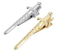 WEBEEDY 2 couleurs Épingles à Cravate pour Hommes Pinces à Cravate en Forme D'Épée Dorée Argentée Épingle à Cravate pour Costumes de Mariage Réunions Affaires Anniversaire Thanksgiving Noël Décoration