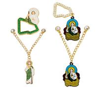 WEBEEDY 2 Ensemble 4 Styles Mexique Chapeau Broche Épingles Religieux Or Christ Jésus Chapeau Épingles avec Chaîne,Baseball Chapeau Broche Décoration pour Chemise Manteau Noël,Sports Événements Cadeau