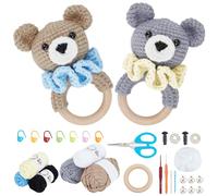 WEBEEDY 2 Ensemble de Crochet pour Débutants Kit de Hochet en Crochet D'Ours à Faire Soi Même avec Instructions Détaillées Fil pour Adultes Kit Complet de Hochet D'Animaux