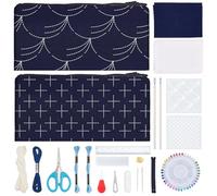 WEBEEDY 2 Ensemble de Kit de Pochette de Broderie Sashiko pour Adultes Débutants Kit de Bricolage Japonais pour Petit Sac Pochette avec Modèles PET de Sashiko Aiguilles Fil pour les Cadeaux de Noël