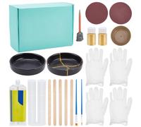 WEBEEDY 2 Ensemble de Réparation Kintsugi Doré pour Débutants Kit Complet D'Art de Réparation Japonais avec des Tasses D'Entraînement Colle pour Réparer des Céramiques Significativement Brisées Cadeau