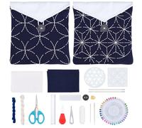 WEBEEDY 2 Ensemble de Sac DIY Sashiko Kit de Broderie Japonaise pour Débutants Portefeuille Brodé Complet avec Modèles de Sashiko Aiguilles Fil pour les Femmes de Noël