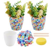 WEBEEDY 2 Ensemble DIY de Kit de Mosaïque pour Vase Petit Vase de Fleurs Kit de Fabrication de Mosaïque pour Adultes Débutants Kit de Mosaïque en Verre Coloré DIY Faites Votre Propre Ensemble de Vase