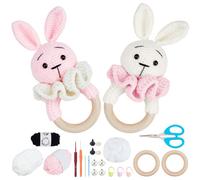 WEBEEDY 2 Kit Complet de Crochet pour Adultes Débutants,Kit de Crochet pour Hochet Lapin Hochet Ours fait à la main avec Instructions Détaillées,Fil,Cadeau d'Anniversaire