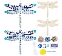 WEBEEDY 2 Kits de Bricolage Mosaïque Blue Dragonfly Mosaic Tile Craft Kit Facile à Bricoler Animal Mosaic Maker kit avec Instructions Verre Mosaïque Travail Art Suspendu pour Adultes Débutants