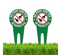 WEBEEDY 2 Pack No Dog Poop Signs for Yard, Double Sided No Poop and Pee Sign Be Respectful Yard Signs with Stake Aluminium Garden Sign for Grass Lawn Outdoor Use, Green, 15x30cm