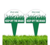 WEBEEDY 2 Pack S'il vous plaît garder hors de l'herbe signe en aluminium cour signes avec des piques,double côté rester hors de herbe signes pour jardin Pack,Signe de pelouse verte inoxydable,25x35cm