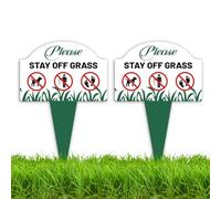 WEBEEDY 2 Pack S'il vous Plaît Restez hors des signes de cour Herbe avec le Pique, en Aluminium Double côté Garder hors des signes herbe pour cour,pas de chien poop signe métal extérieur,vert,25x35cm