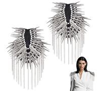 WEBEEDY 2 PCS Épaulette Épaule Rivet Gland Épaulette Conseil Punk Rivet Glands Épaule Badge de Bras Épaulettes Gothique Punk Long Rivet Stud Spike Mark pour Spectacle de Performance